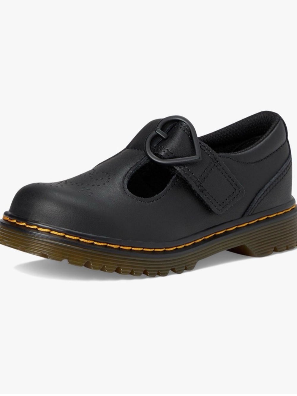 Dr. Martens Kids Black Mary Jane with Yellow Stitching